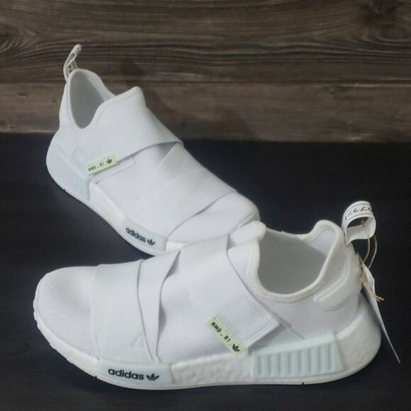 adidas Shoes - New Adidas NMD R1 Laceless Velcro White Running Sneakers
